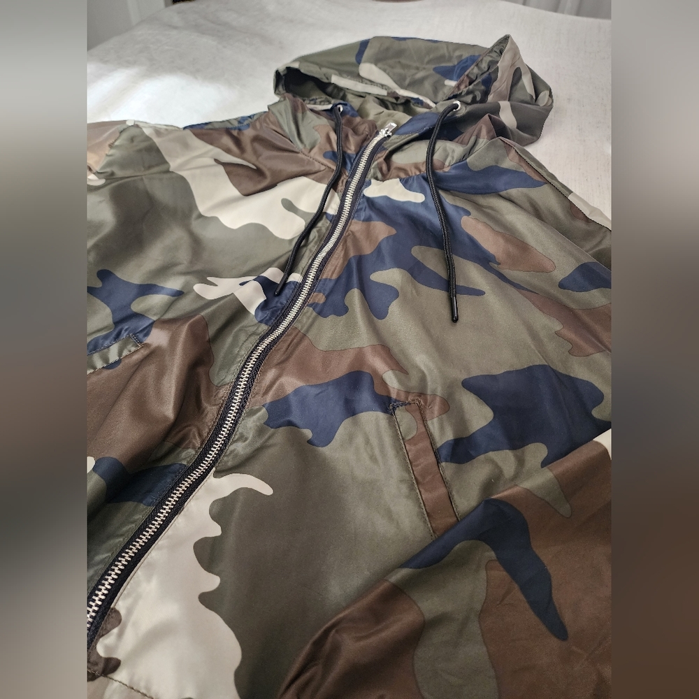Ten Sixty Sherman Windbreaker Camo/Green Cropped Jacket Sz: Large - Picture 6 of 13